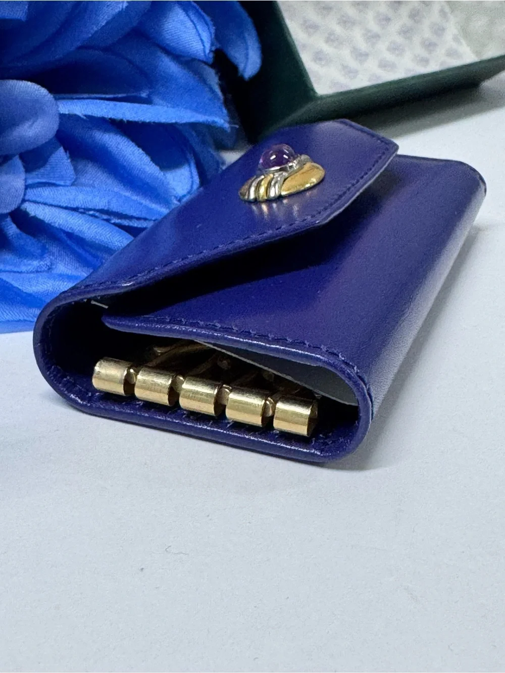 🇮🇹 NIB GUCCI AMETHYST LEATHER KEY CLES